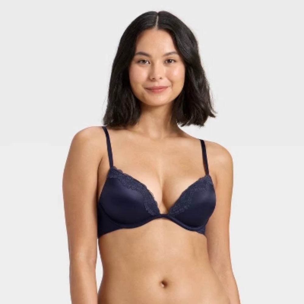 Wild‎ Fable Unlined Bra Women 38C Dark Navy Blue NEW Pointelle Underwire Lace